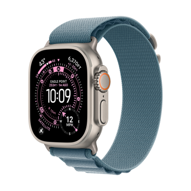 Apple Watch Ultra 3 - 49mm - Natural Titanium - Light Blue Alpine Loop - Large
