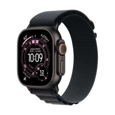 Apple Watch Ultra 3 - 49mm - Black Titanium - Black Alpine Loop - Large