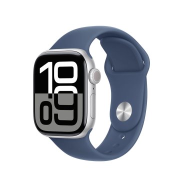 Apple Watch S10 Cellular - 42mm - Silver Aluminium - Denim Sport Band - S/M (130-180mm)