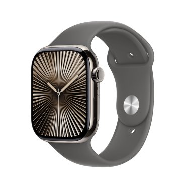 Apple Watch S10 Cellular - 46mm - Natural Titanium - Stone Gray Sport Band - S/M (140-190mm)
