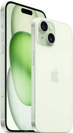 6,7-inch iPhone 15 Plus en 6,1-inch iPhone 15 naast elkaar, ter vergelijking van de grootte.